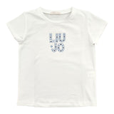 Liu Jo T-Shirt Girocollo Tinta Unita con Brillantini per Bambina KA5094JX BIANCO LIU JO 