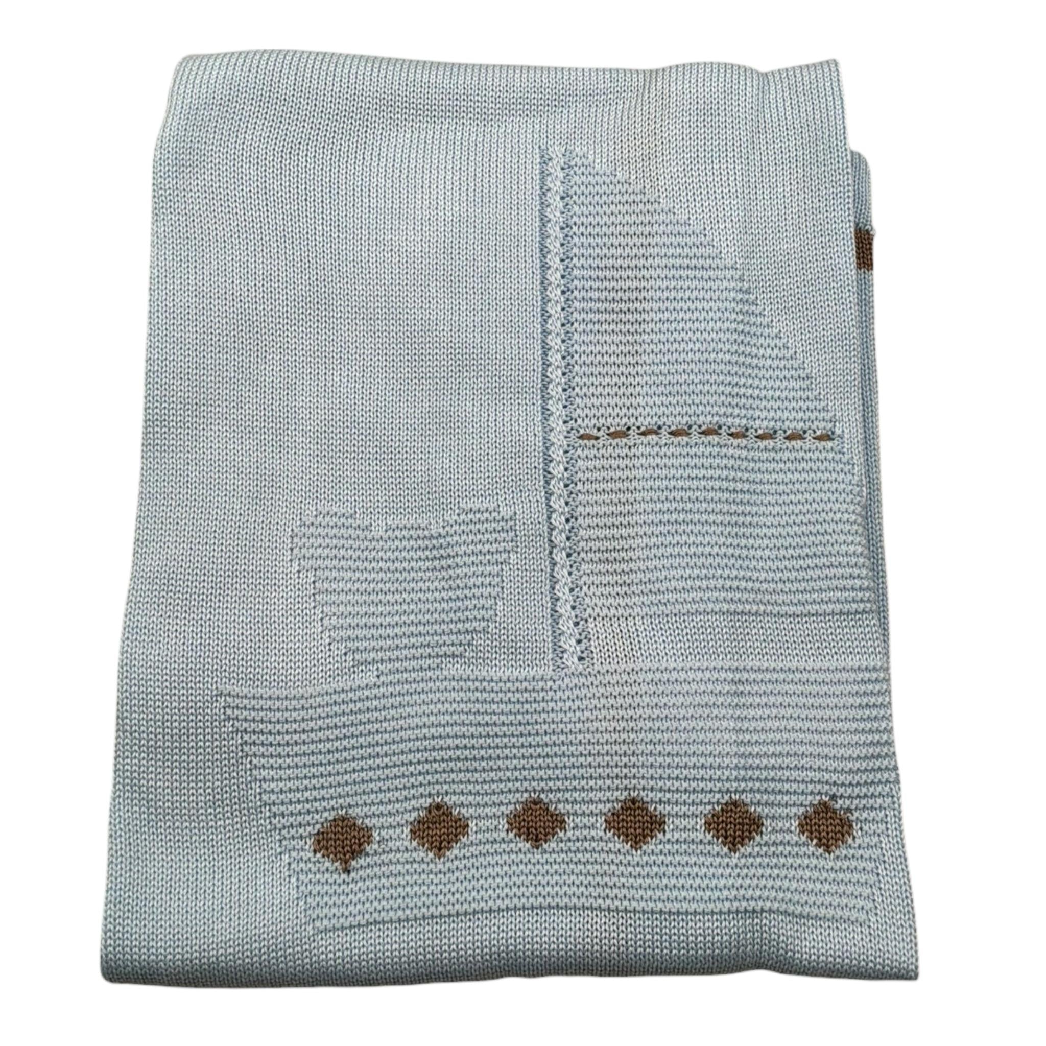 Marlu' Coperta Tinta Unita con Ricami per Neonato EL6680 AZZURRO MARLU' 