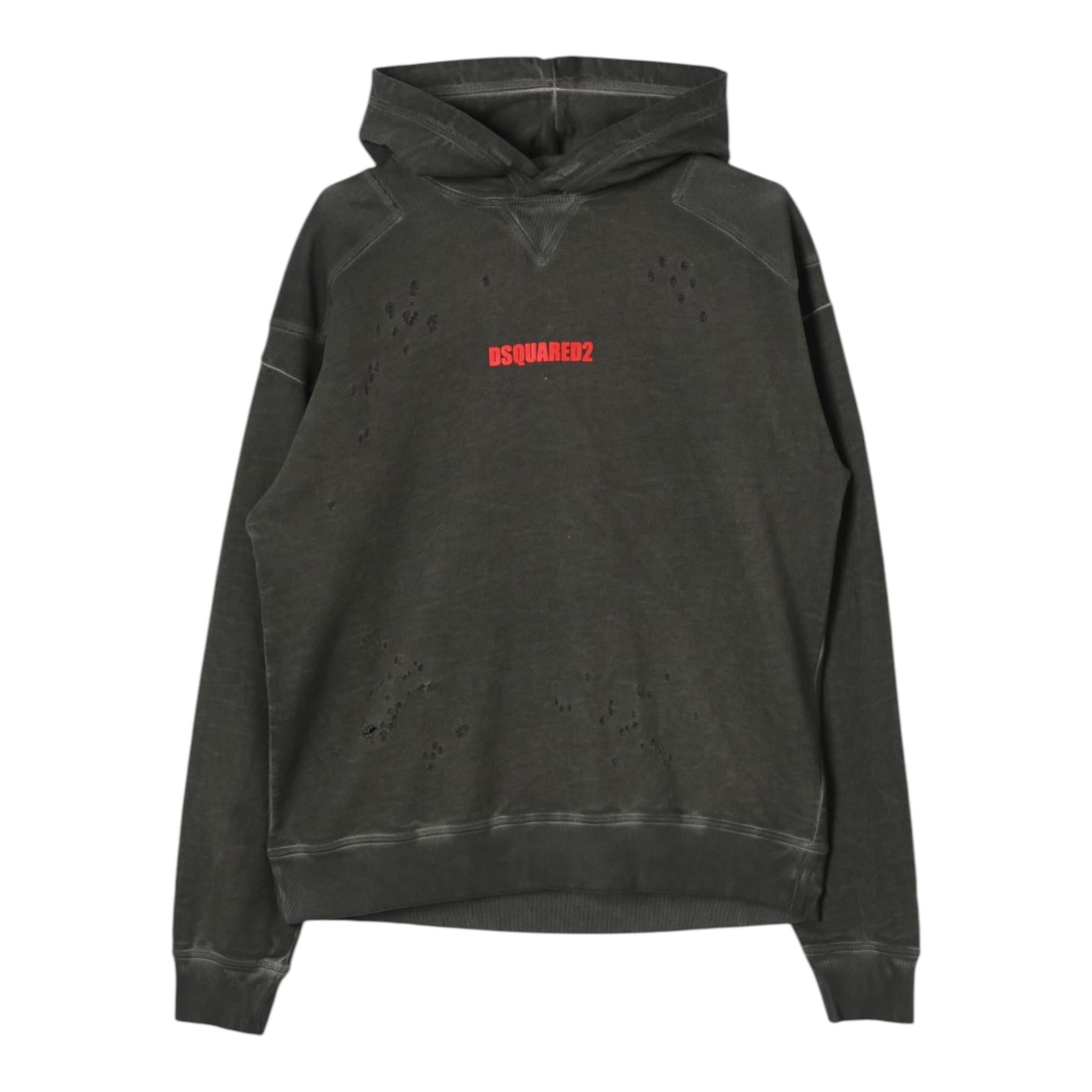 DSQUARED2 felpa chiusa con cappuccio tinta unita con trafori Verde per Bambino DQ2609 VERDE DSQUARED2 