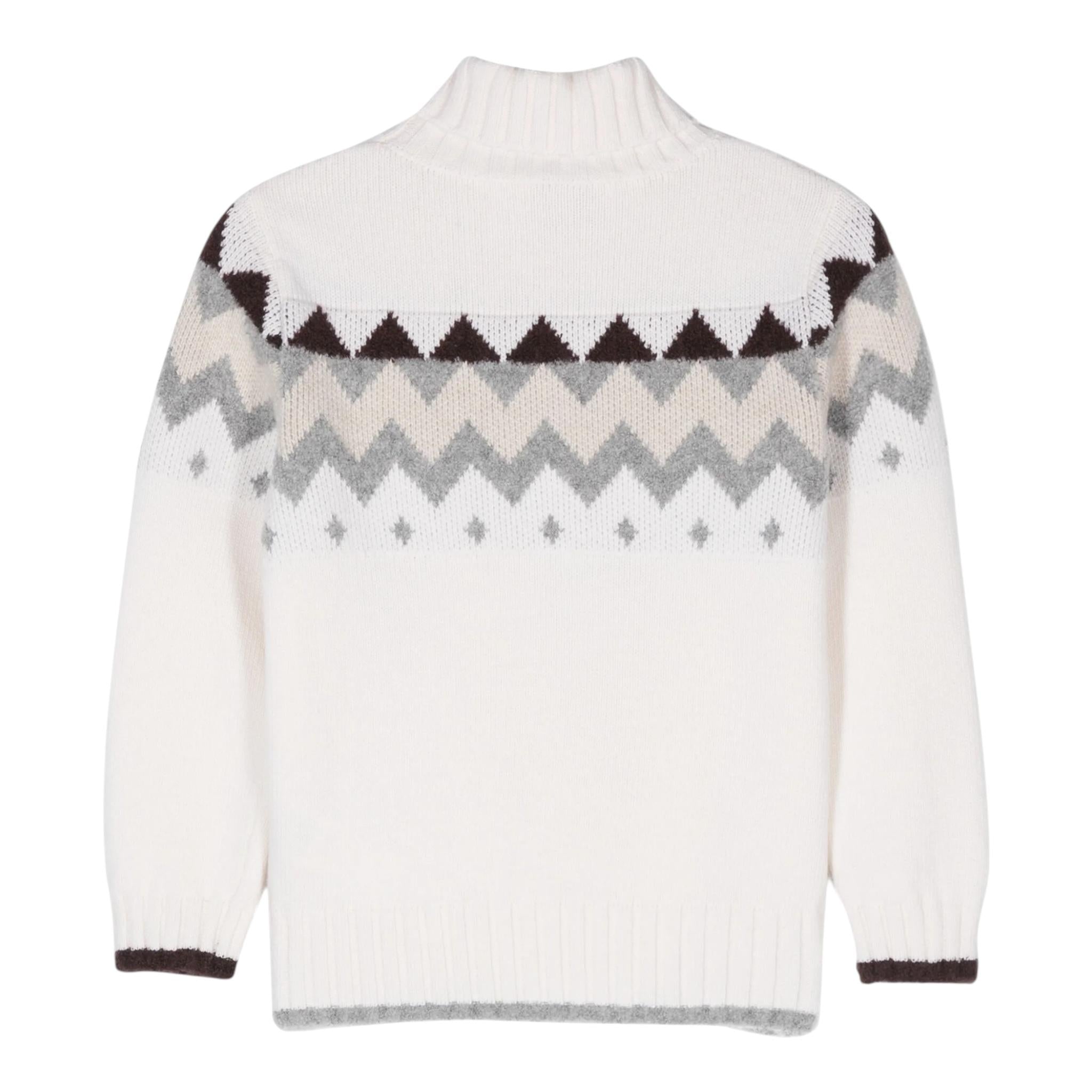 ELEVENTY maglia collo alto tinta unita con stampa in contrasto Panna per Bambino EV9P50X PANNA ELEVENTY 