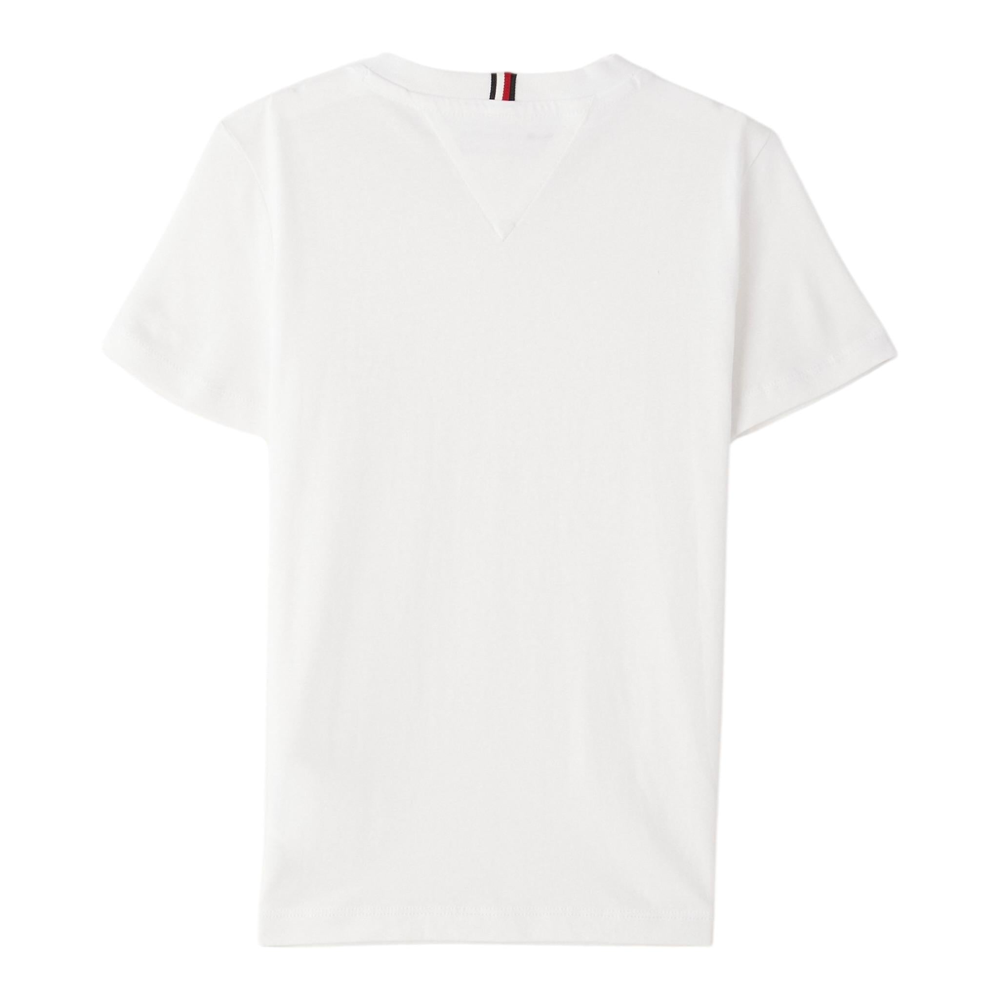 Tommy Hilfiger T-Shirt Girocollo Tinta Unita con Stampa per Bambino KB0KB09536 BIANCO TOMMY HILFIGER 