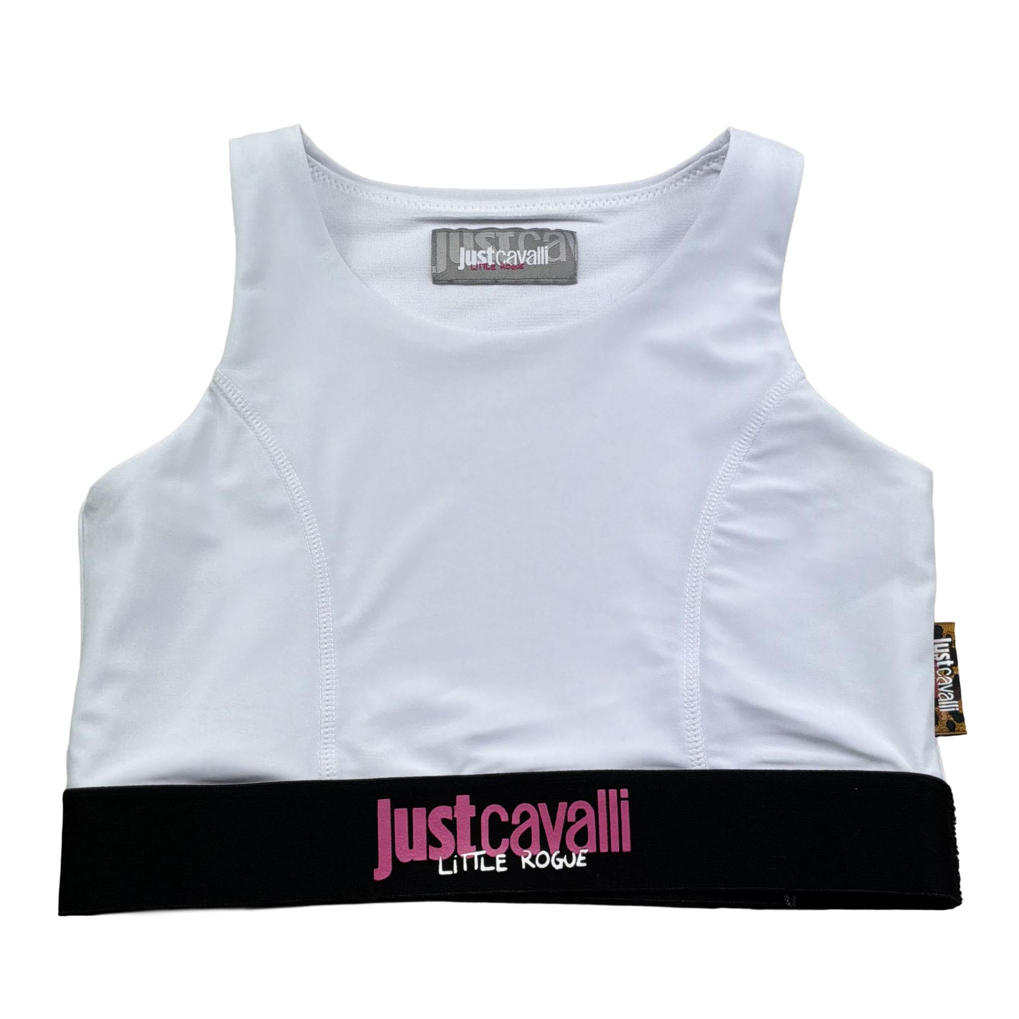 Just Cavalli Top Giromanica Tinta Unita con Logo per Bambina JGP26055TO BIANCO JUST CAVALLI 