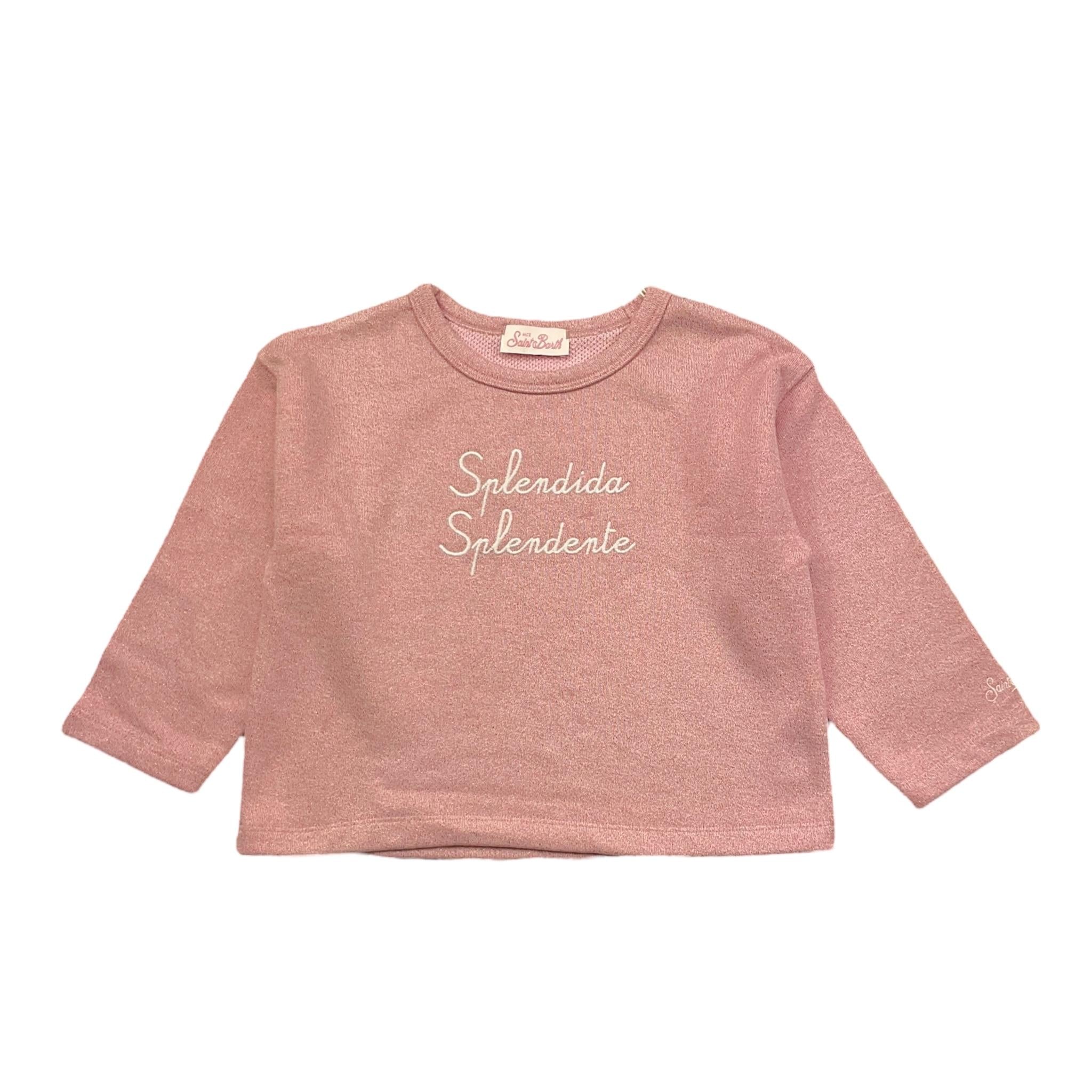 Saint Barth Felpa Girocollo Tinta Unita con Stampa per Bambina ANGL001 ROSA SAINT BARTH 