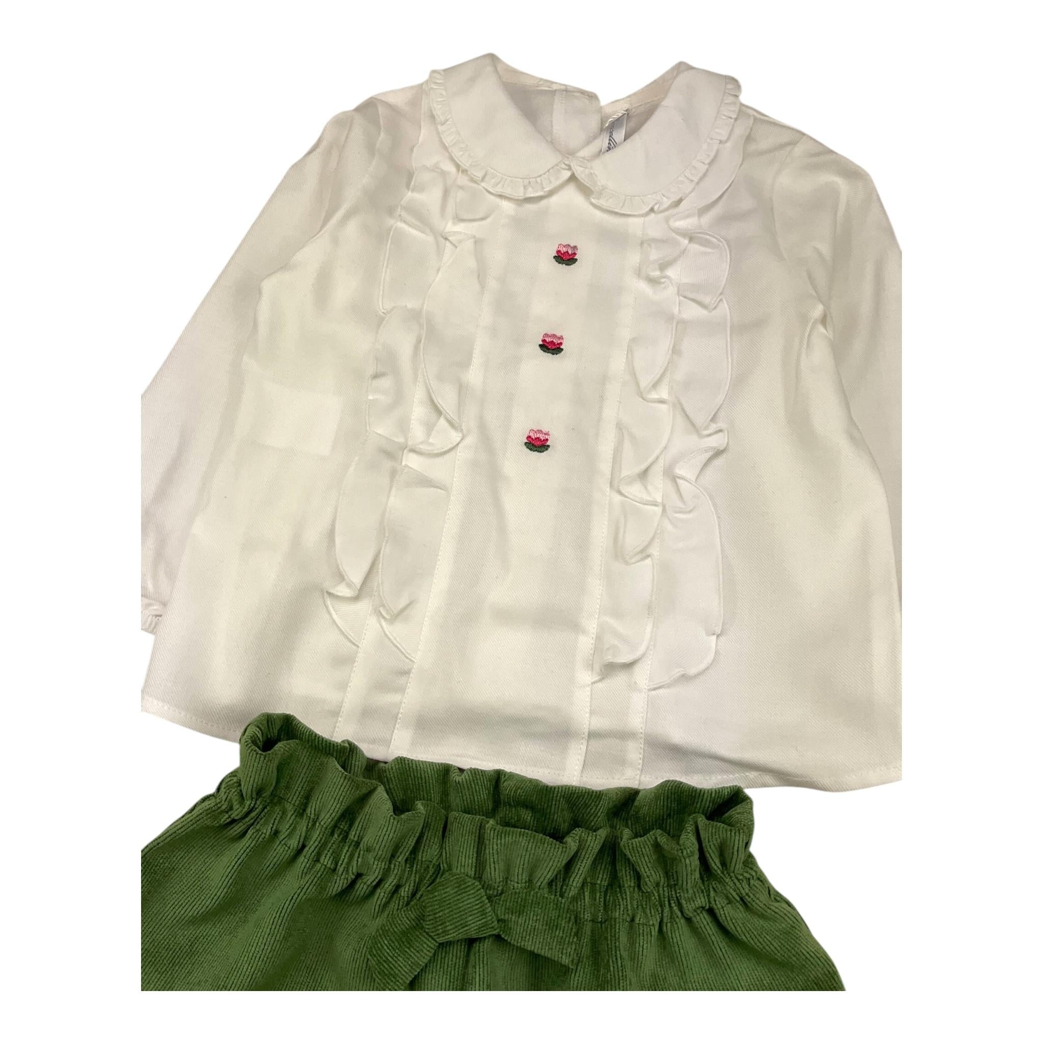 BARCELLINO completo 2 pezzi camicia-short Bianco/verde per Neonata 116007 BIANCO/VERDE BARCELLINO 