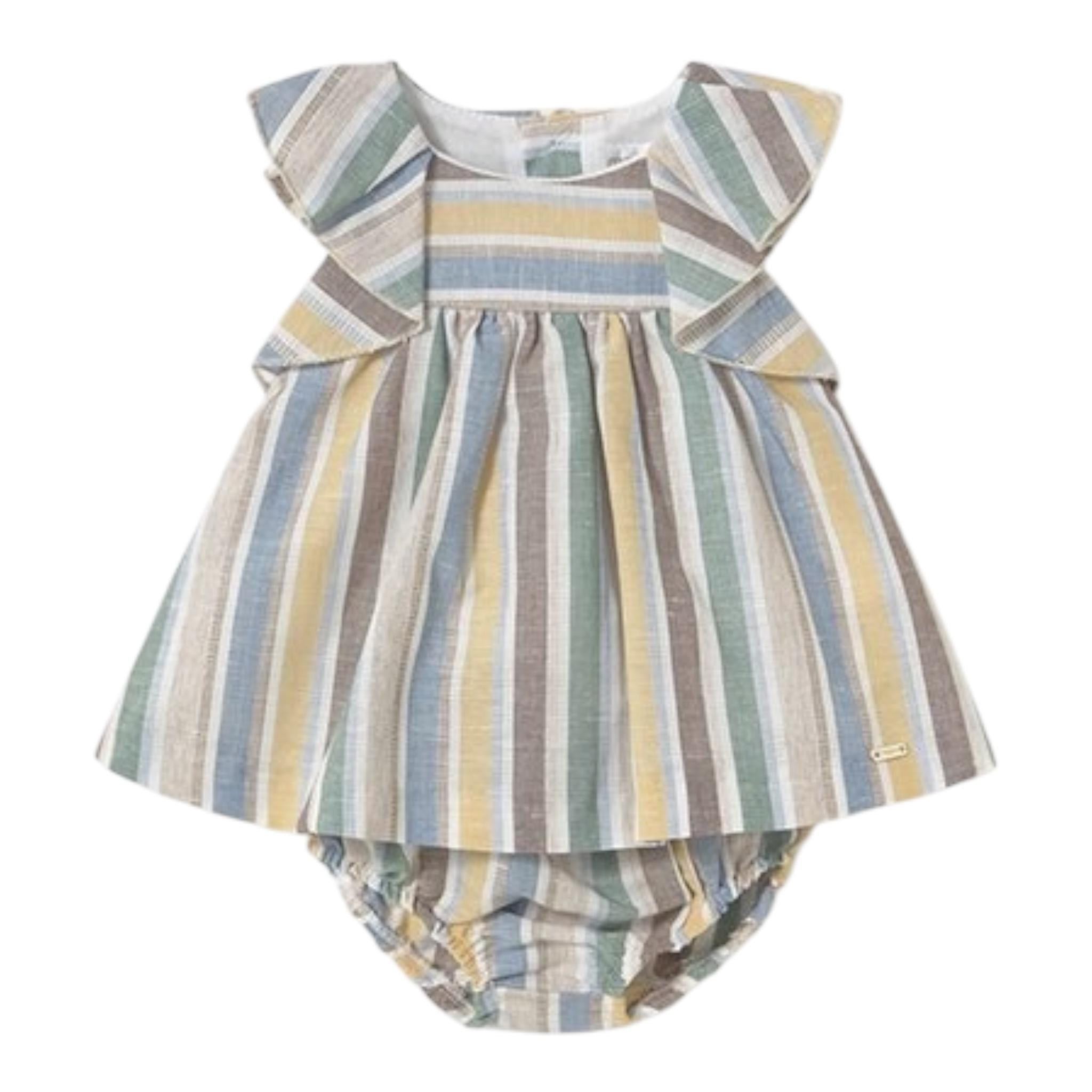 Mayoral Set Abito-Coulotte con Fantasia A Righe per Neonata 1855 BIANCO MAYORAL 