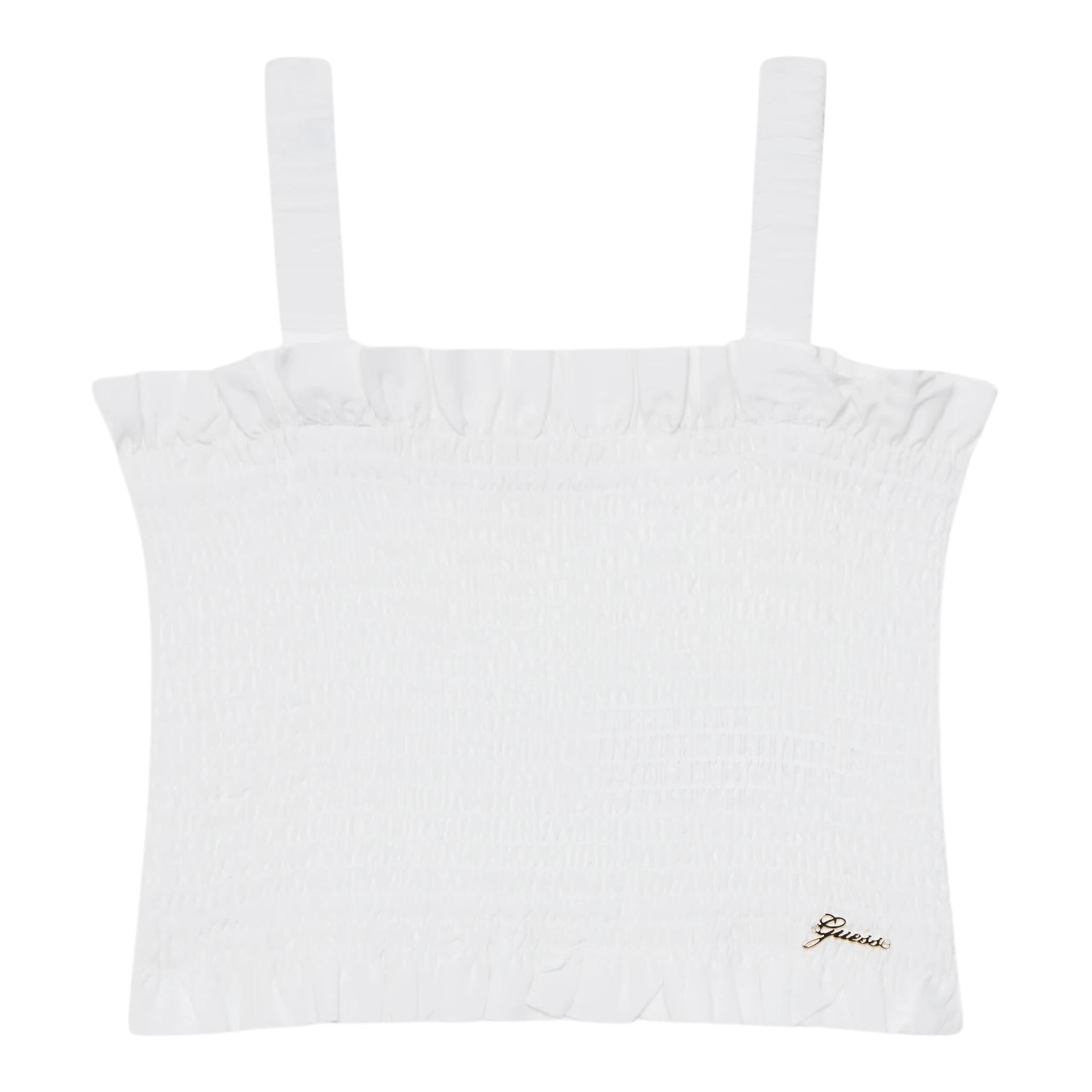 Guess Top Tinta Unita con Logo per Bambina J5GH01WG5S2X BIANCO GUESS 