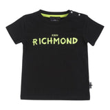 John Richmond T-Shirt Girocollo Tinta Unita con Stampa Nero per Neonato