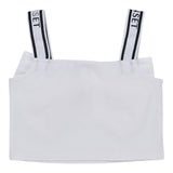 Twinset Top Tinta Unita Con Fiocco E Bretelline Logate Bianco Per Bambina