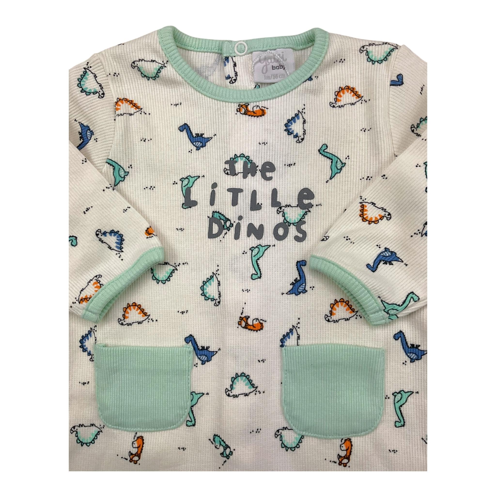 YATSI BABY tutina tinta unita con stampa dinossuri Bianco per Neonato 24110308 BIANCO YATSI BABY 