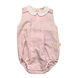 Baby Gi Pagliaccetto Giromanica Fantasia Quadri  Bianco/Rosa Per Neonata