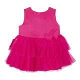 Agatha Ruiz Abito Giromanica Tinta Unita Con Tulle Fuxia Per Neonata
