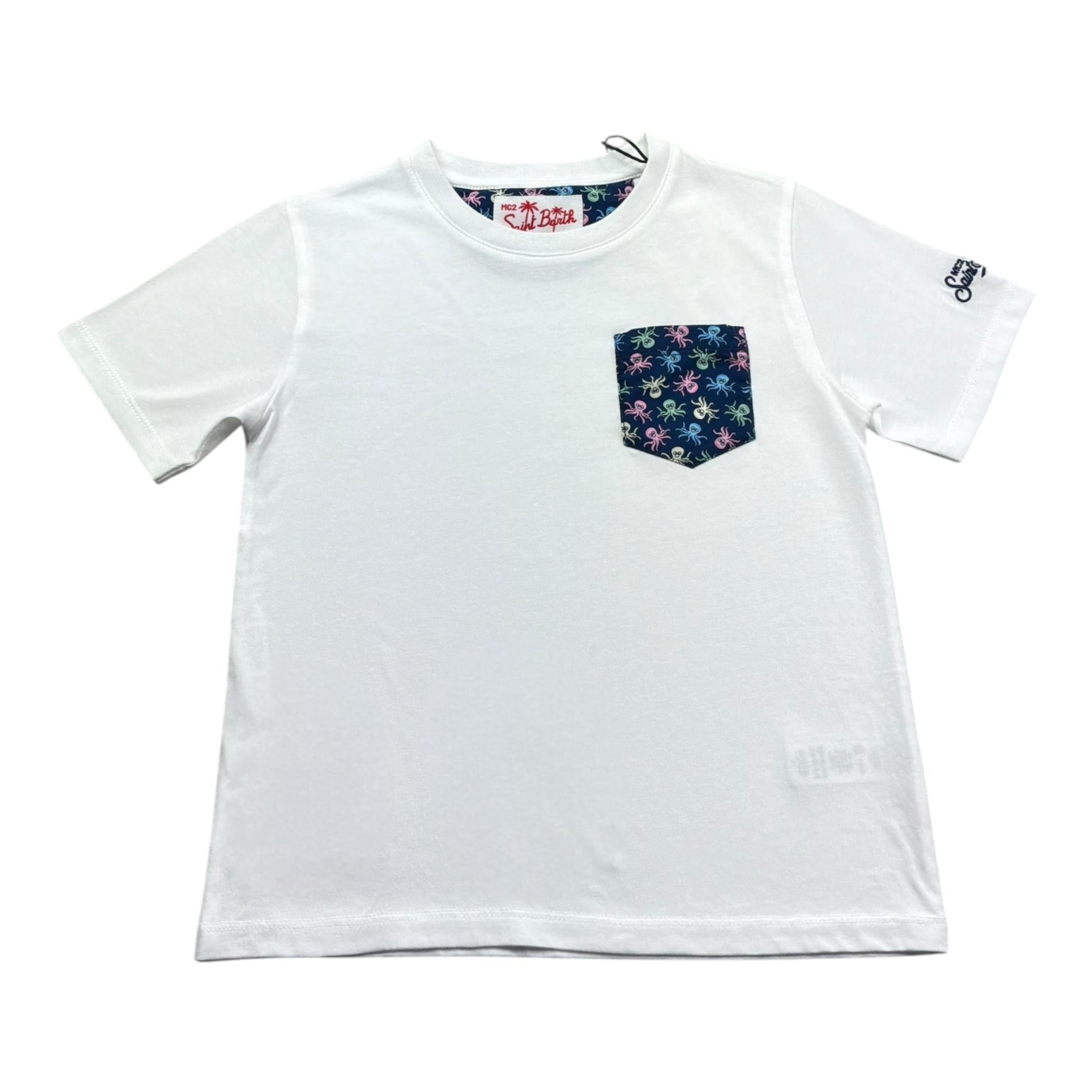 Saint Barth T-Shirt Girocollo Tinta Unita con Stampa per Bambino 00706L BIANCO SAINT BARTH 