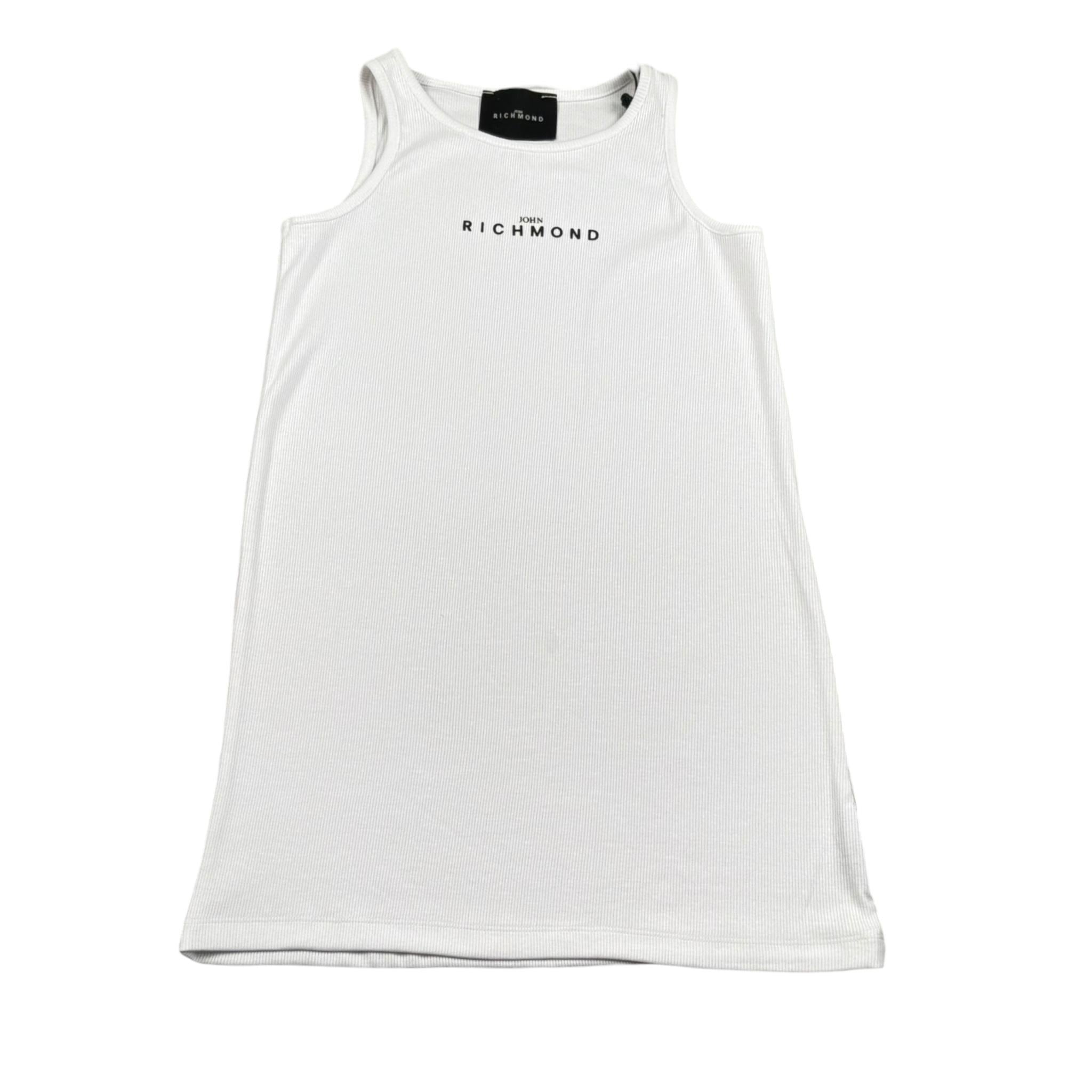 John Richmond Abito Giromanica Tinta Unita con Logo per Bambina RGP26003VE BIANCO JOHN RICHMOND 