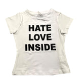 Odi Et Amo T-Shirt Girocollo Tinta Unita Con Stampa Bianco Per Bambina