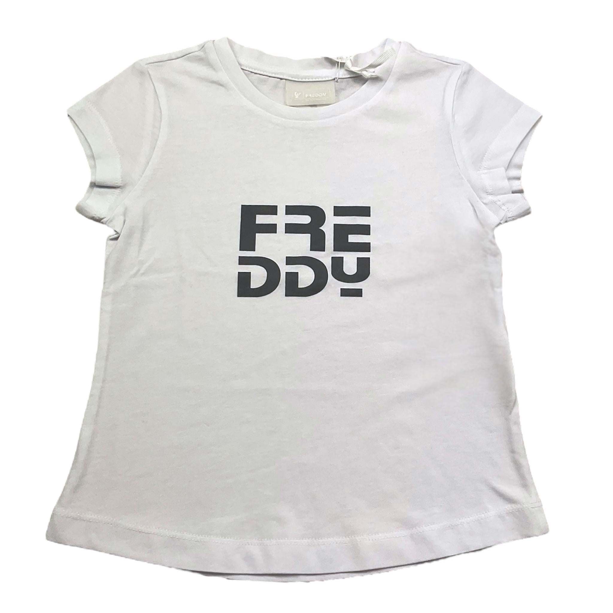 Freddy T-Shirt Girocollo Tinta Unita con Logo per Bambina FR1950 BIANCO FREDDY 
