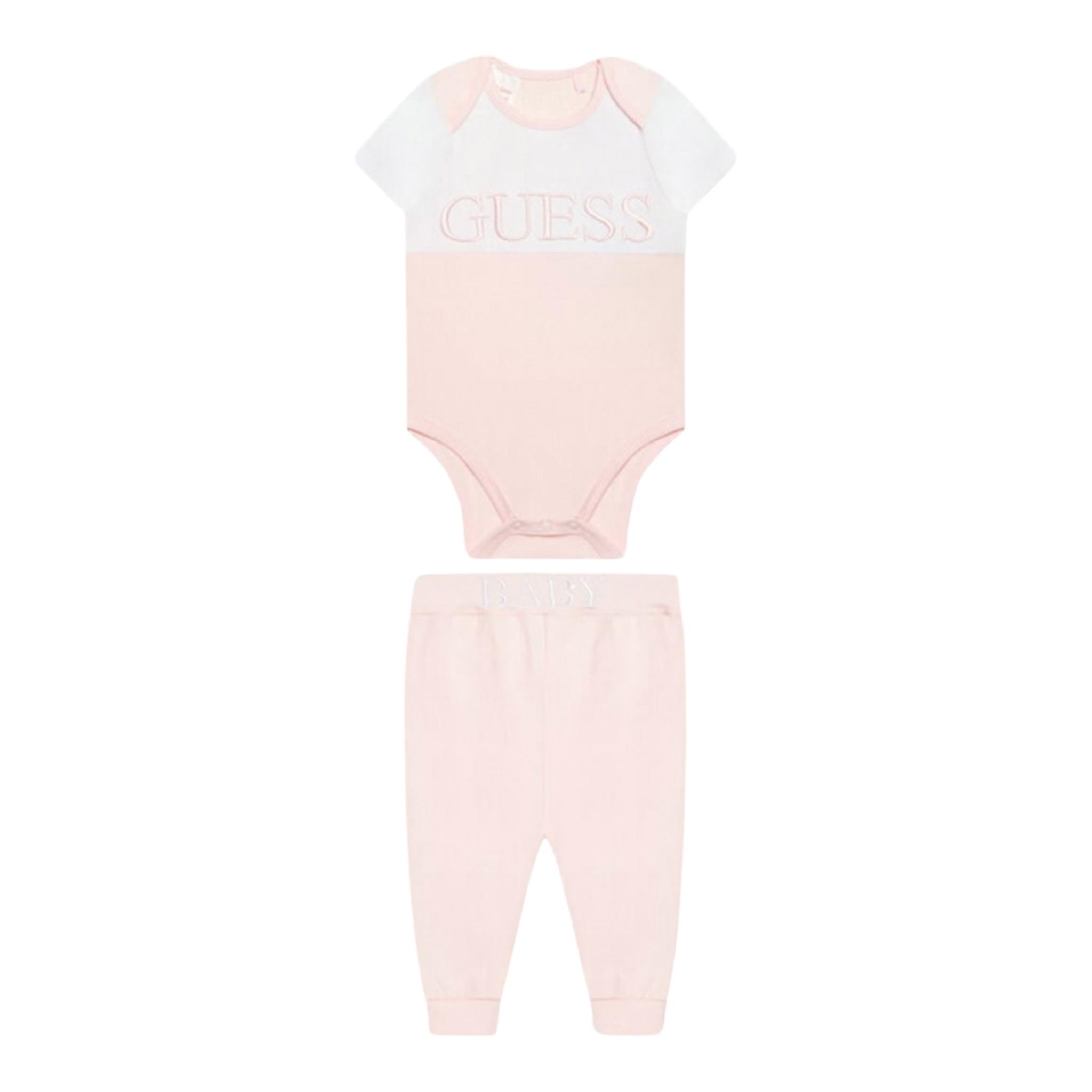 Guess Completo 2 Pezzi Body-Pantalone Tinta Unita per Neonata H2RW03J1311 ROSA GUESS 