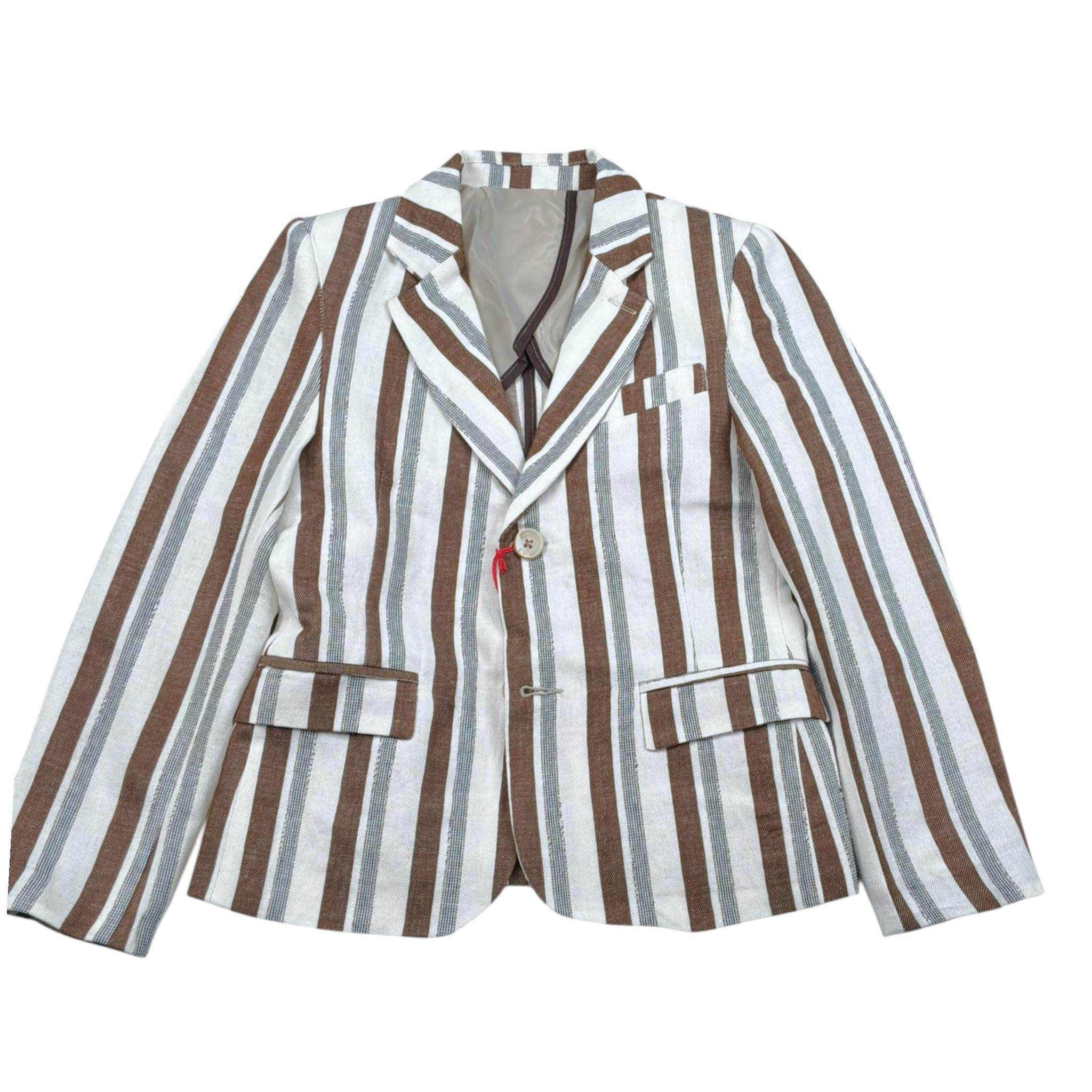 Over-D Giacca Bicolore con Fantasia A Righe per Bambino OK715GC BIANCO/MARRONE OVER-D 