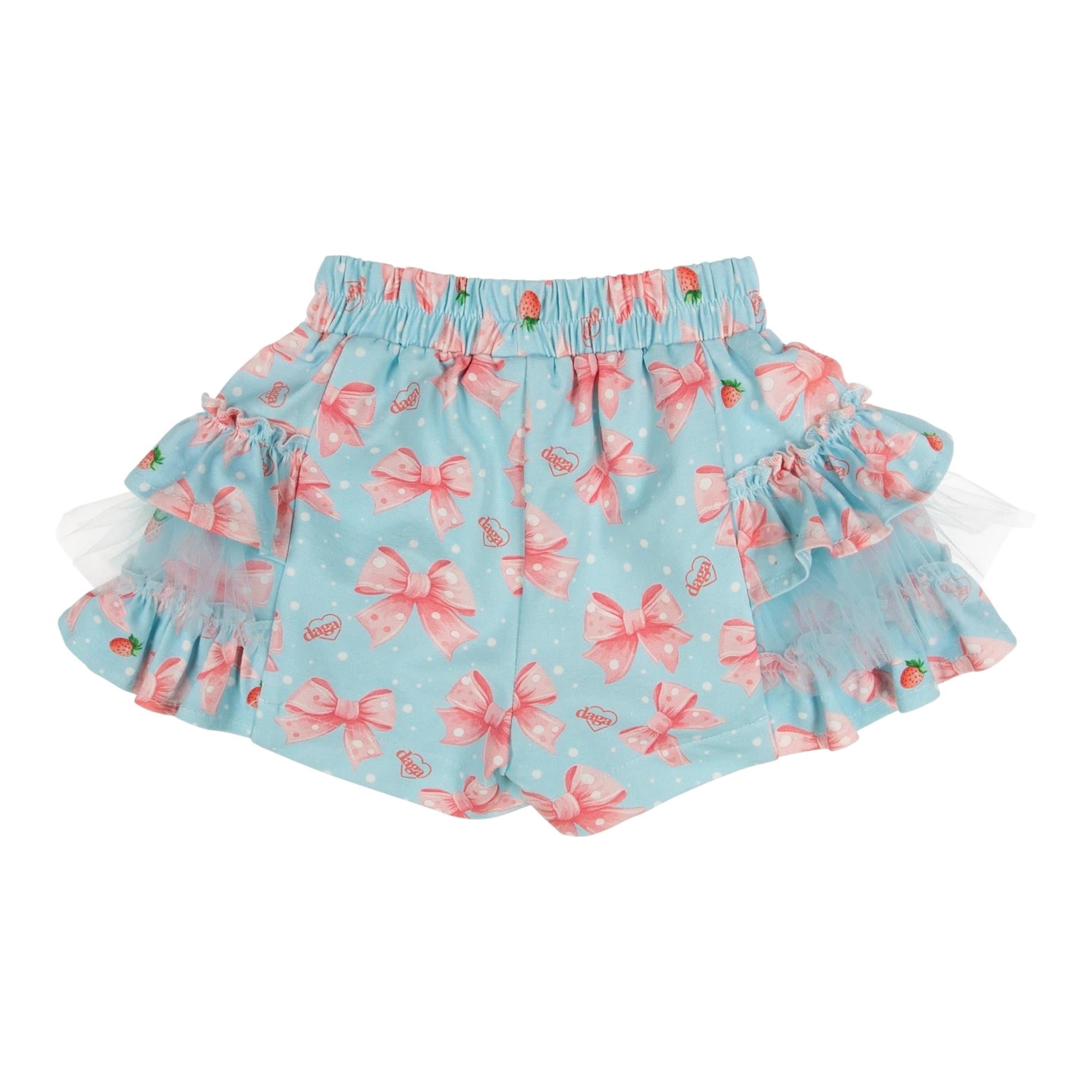 Daga Collection Completo Shorts-T-Shirt Tinta Unita con Applicazioni Fiocchi per Bambina M10071 BIANCO DAGA COLLECTION 