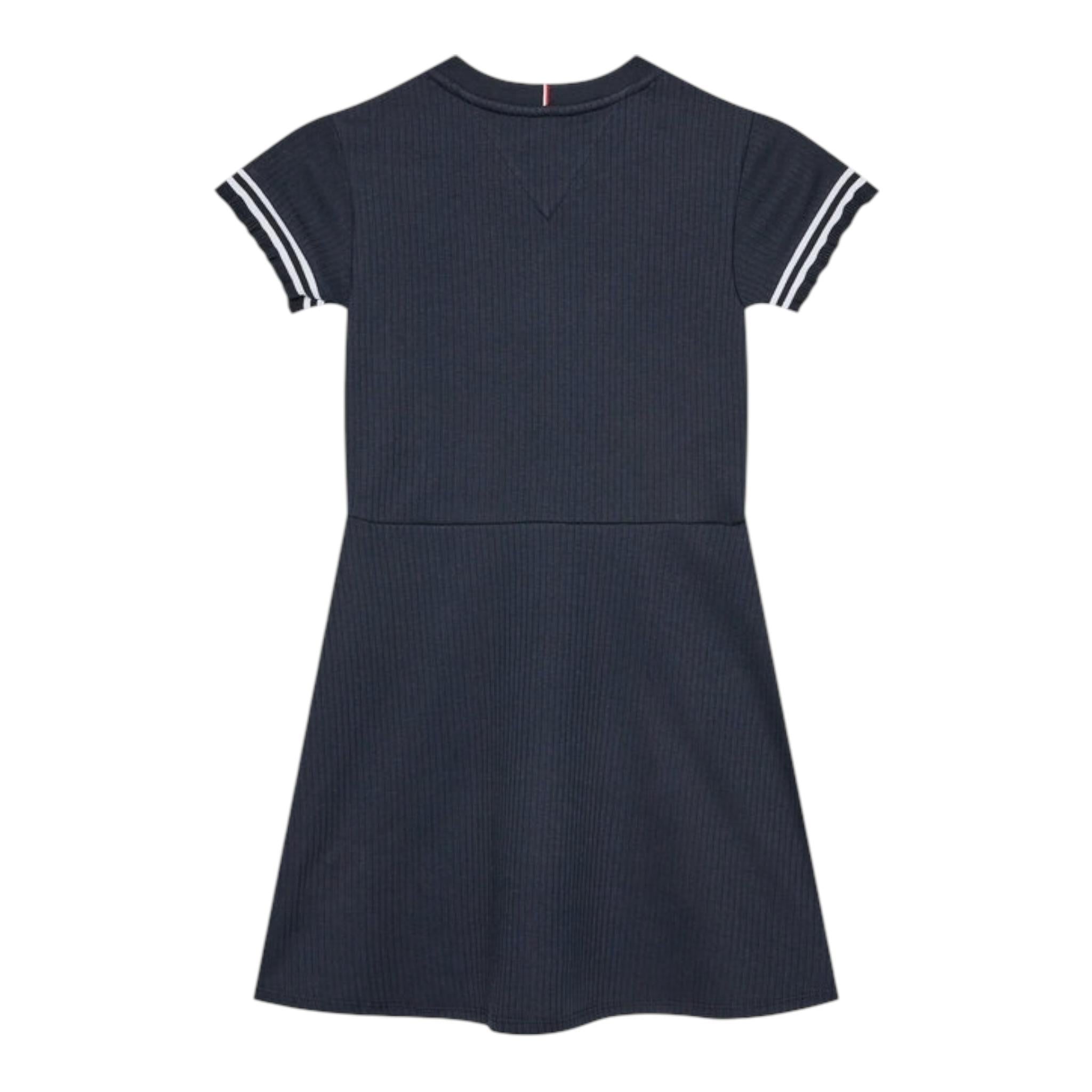 Tommy Hilfiger Abito Mezza Manica Tinta Unita con Stampa per Bambina KG0KG07784 BLU TOMMY HILFIGER 