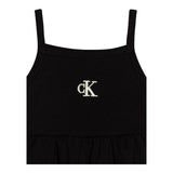 Calvin Klein Abito Bretelline Tinta Unita Cn Culotte Nero per Bambina