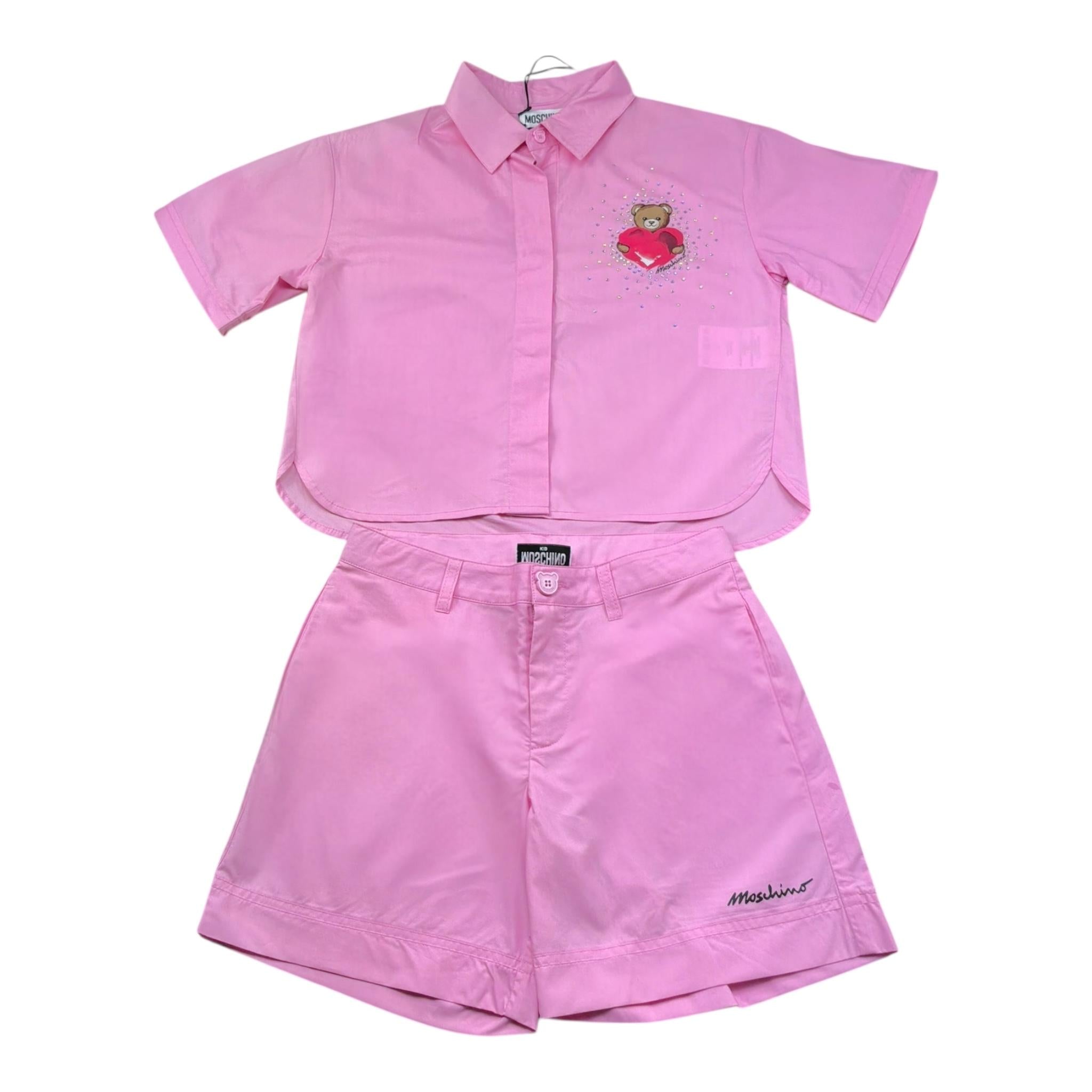 Moschino Completo 2 Pezzi Camicia-Short Tinta Unita per Bambina HDG01L ROSA MOSCHINO 