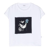Il Gufo T-Shirt Girocollo Tinta Unita Con Stampa In Contrasto Bianco Per Neonata
