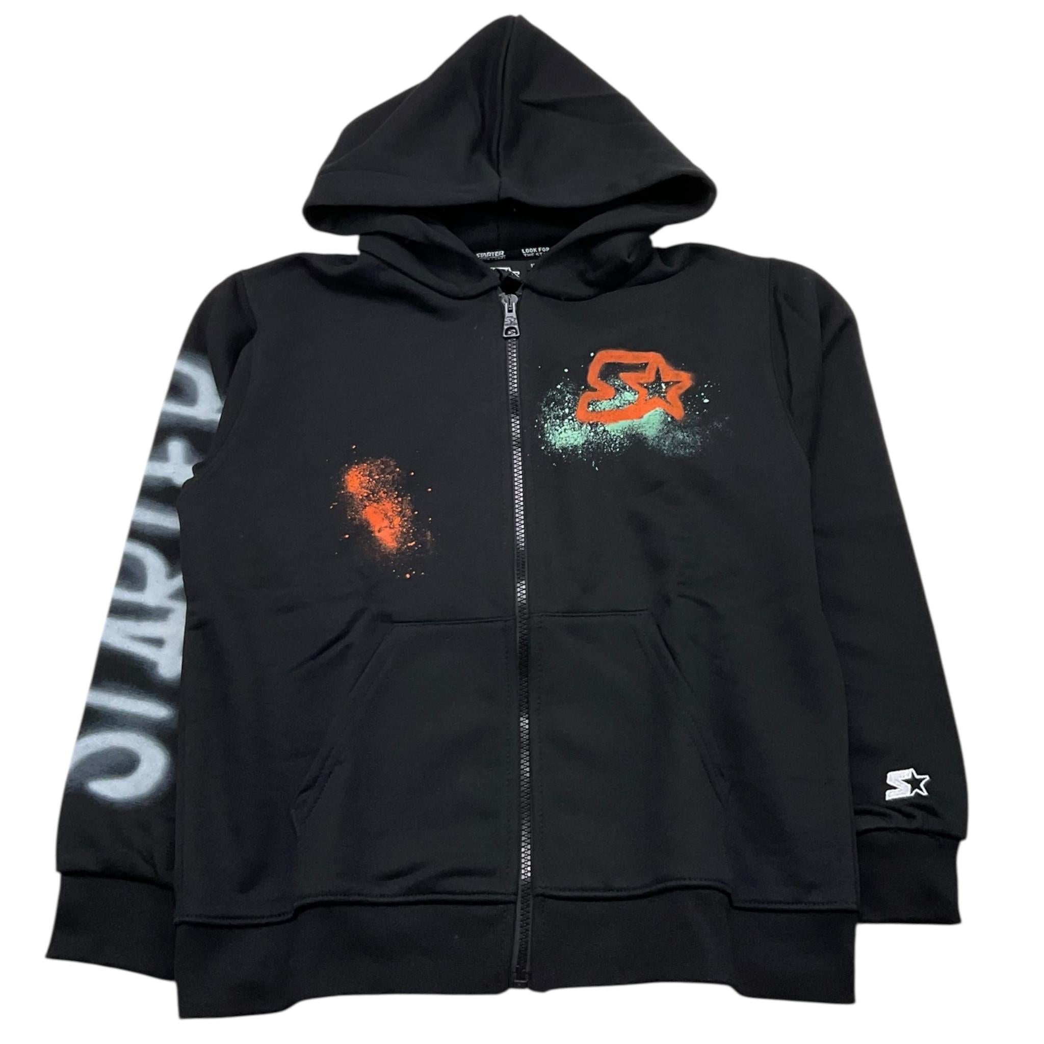 STARTER felpa cn zip e cappuccio tinta unita cn logo Nero per Bambino 1321 NERO STARTER 