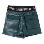 KARL LAGERFELD short tinta unita in ecopelle Verde per Bambina Z30197 VERDE KARL LAGERFELD 