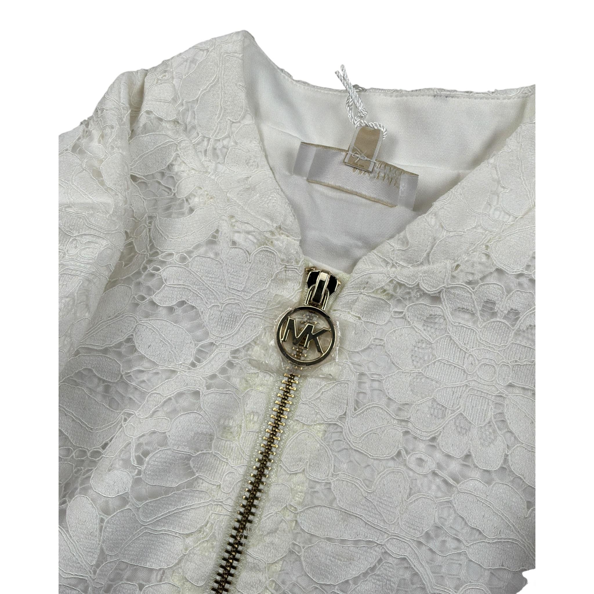 Michael Kors Giubbino con Zip Tinta Uita con Ricami Bianco per Bambina R30412 BIANCO MICHAEL KORS 