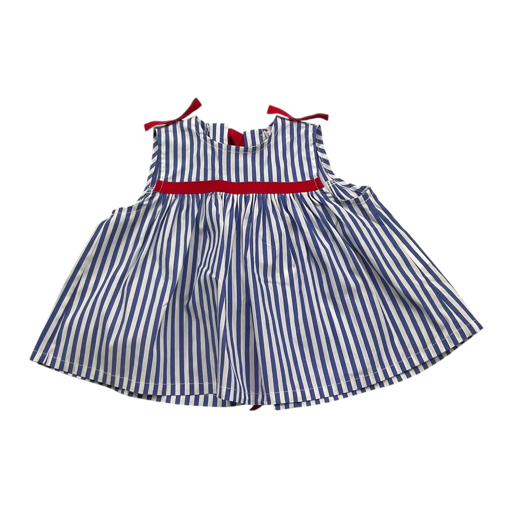 Ilfarobimbi Camicia Giromanica Bicolore con Fantasia A Righe per Bambina IFB50195 BIANCO/AZZURRO ILFAROBIMBI 