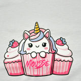 Mousse T-Shirt Girocollo Tinta Unita con Stampa per Bambina UNILEOO BIANCO MOUSSE 