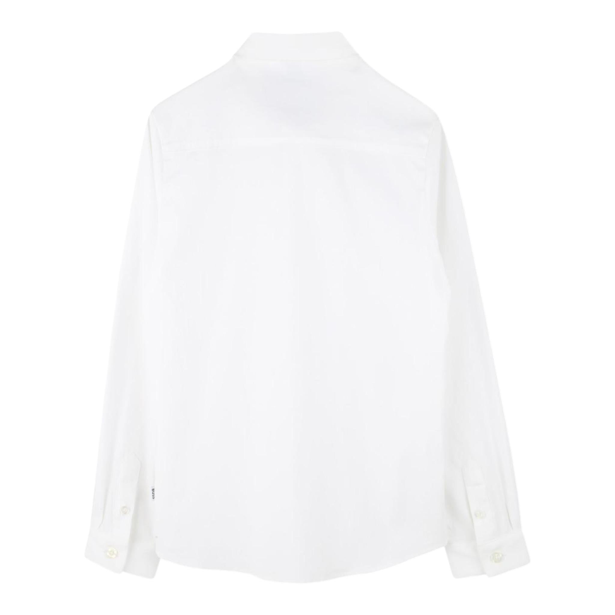 Boss Camicia Manica Lunga Tinta Unita con Logo per Bambino J52010X BIANCO BOSS 