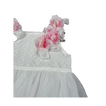 Aletta Abito Giromanica Tinta Unita con Tulle E Babbucce per Neonata HP22225 BIANCO ALETTA 