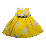 Colori Chiari Abito Giromanica tinta unita con Cinturino Giallo per Neonata FN107059 GIALLO COLORI CHIARI 