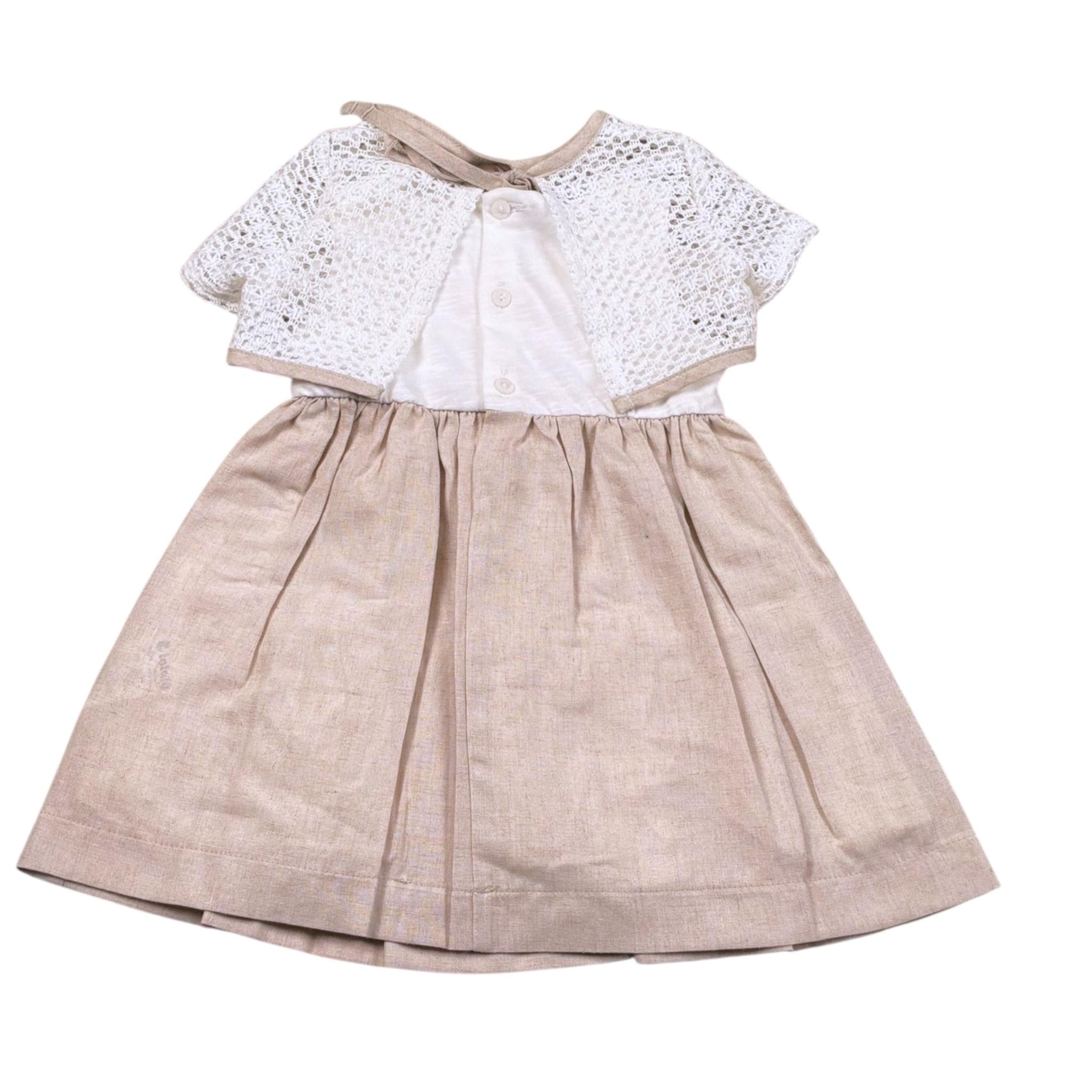 Lalalu' Set Abito-Coprispalle Bicolore per Neonata VTL0011P BIANCO/BEIGE LALALU' 