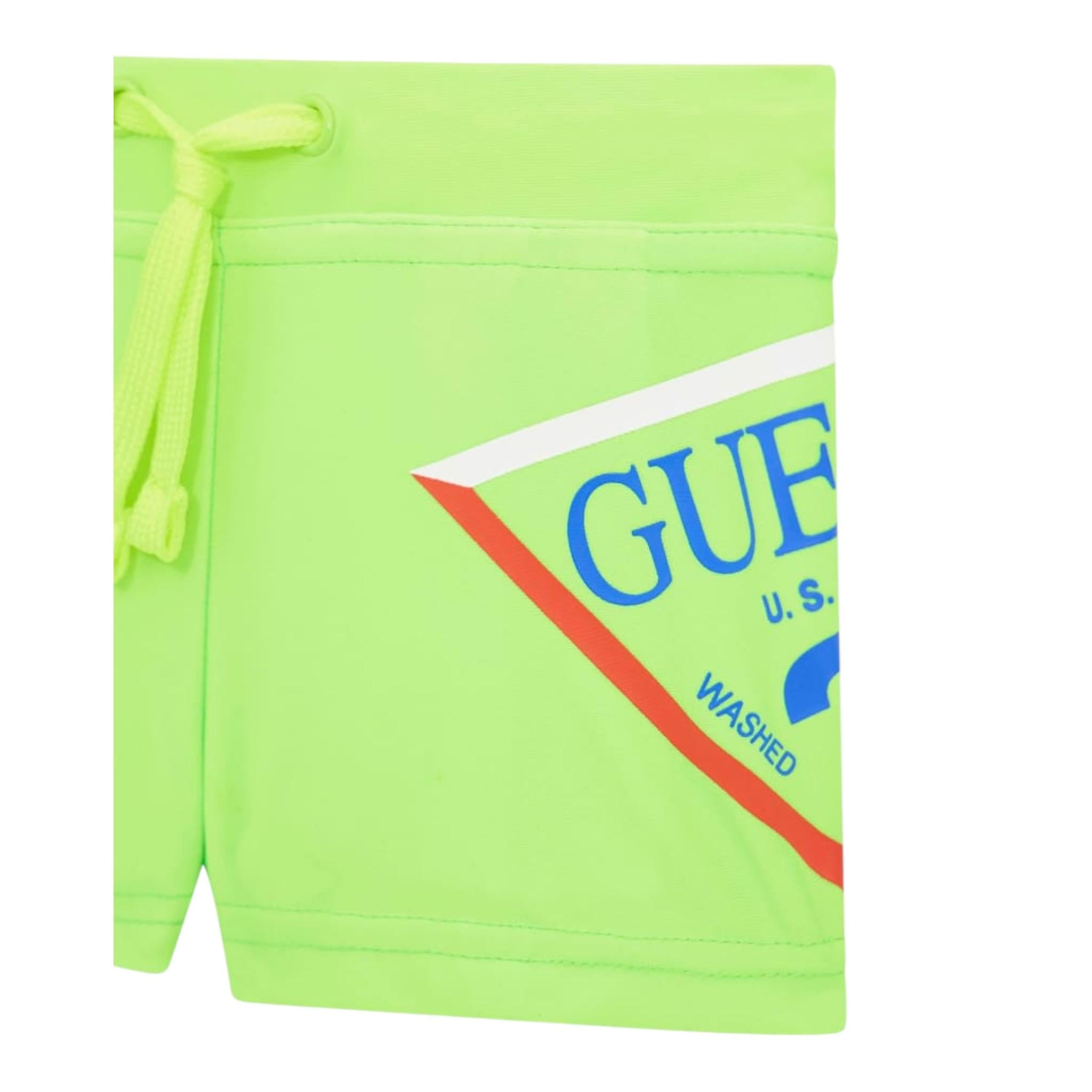 Guess Costume Tinta Unita con Logo per Neonato IG4Z00MC052 VERDE FLUO GUESS 