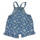 Losan Salopette Tinta Unita In Denim con Stampa Floreale Blu per Neonata