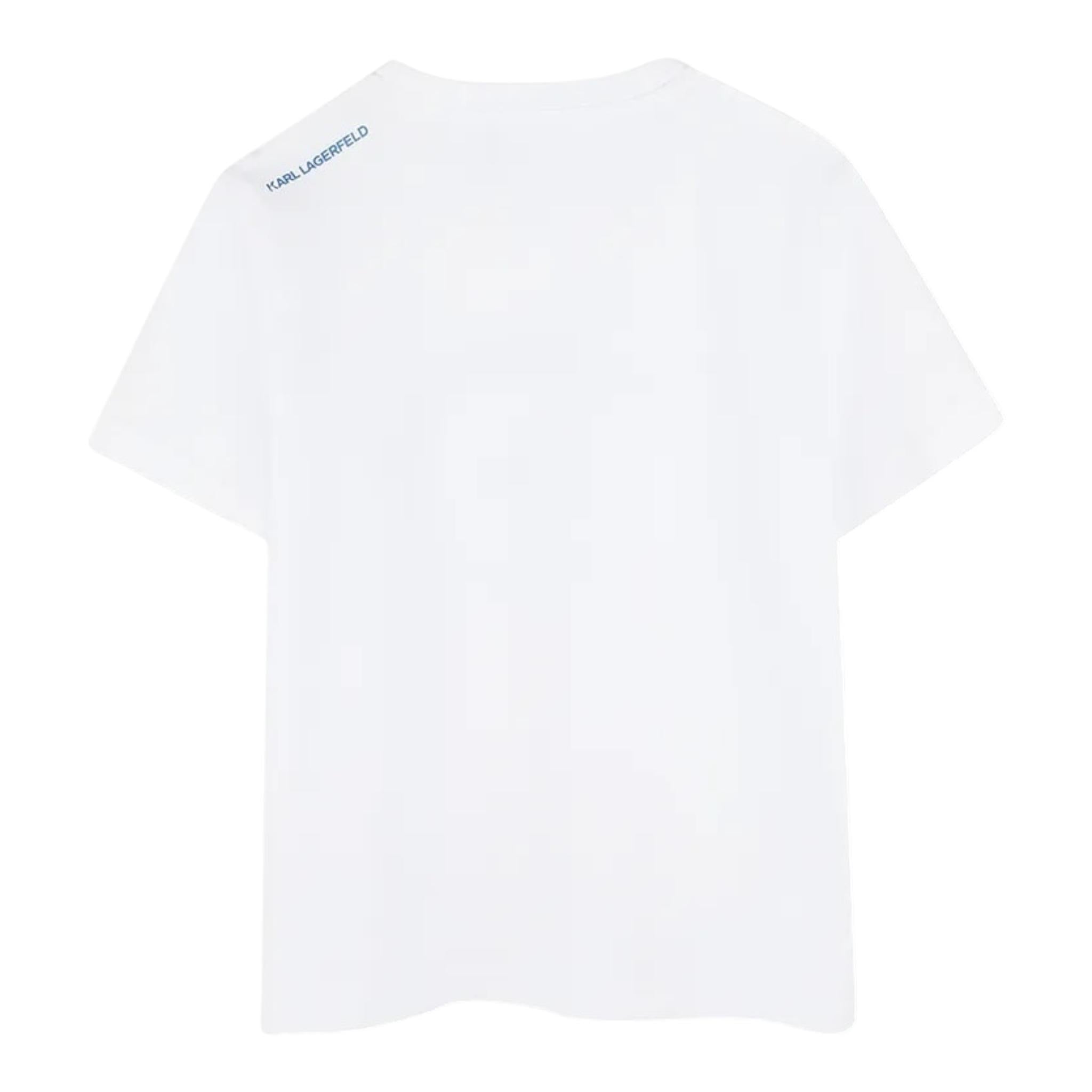 Karl Lagerfeld T-Shirt Girocollo Tinta Unita con Logo per Bambino Z30439J BIANCO KARL LAGERFELD 