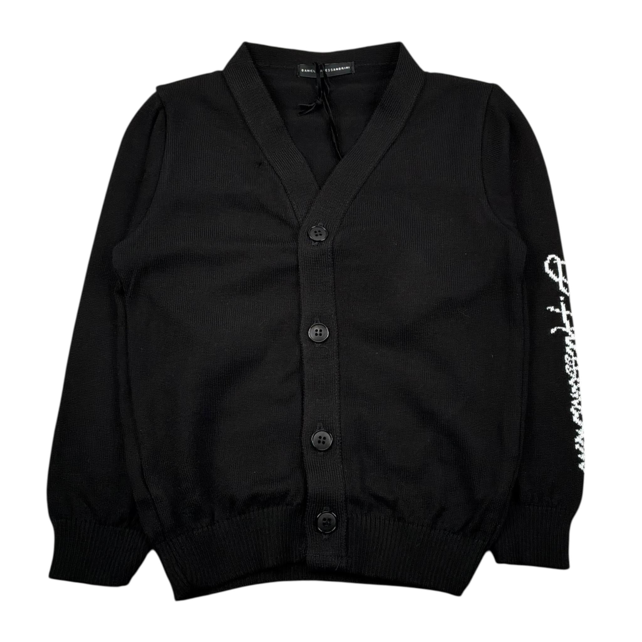 Daniele Alessandrini Cardigan Tinta Unita con Logo per Bambino 1291W00008 NERO DANIELE ALESSANDRINI 