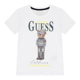 Guess T-Shirt Girocollo Tinta Unita con Stampa per Bambino N5RI20K8HM4 BIANCO GUESS 
