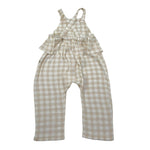 Petit Indi Tuta Intera Bicolore con Fantasia A Quadri per Neonata SS25B2115X BIANCO/BEIGE PETIT INDI 