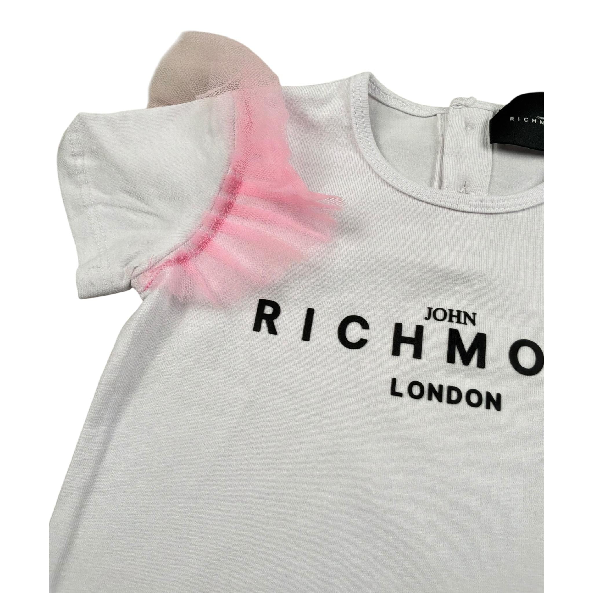 John Richmond T-Shirt Girocollo Tinta Unita con Tulle per Neonata RIP25041TS BIANCO JOHN RICHMOND 