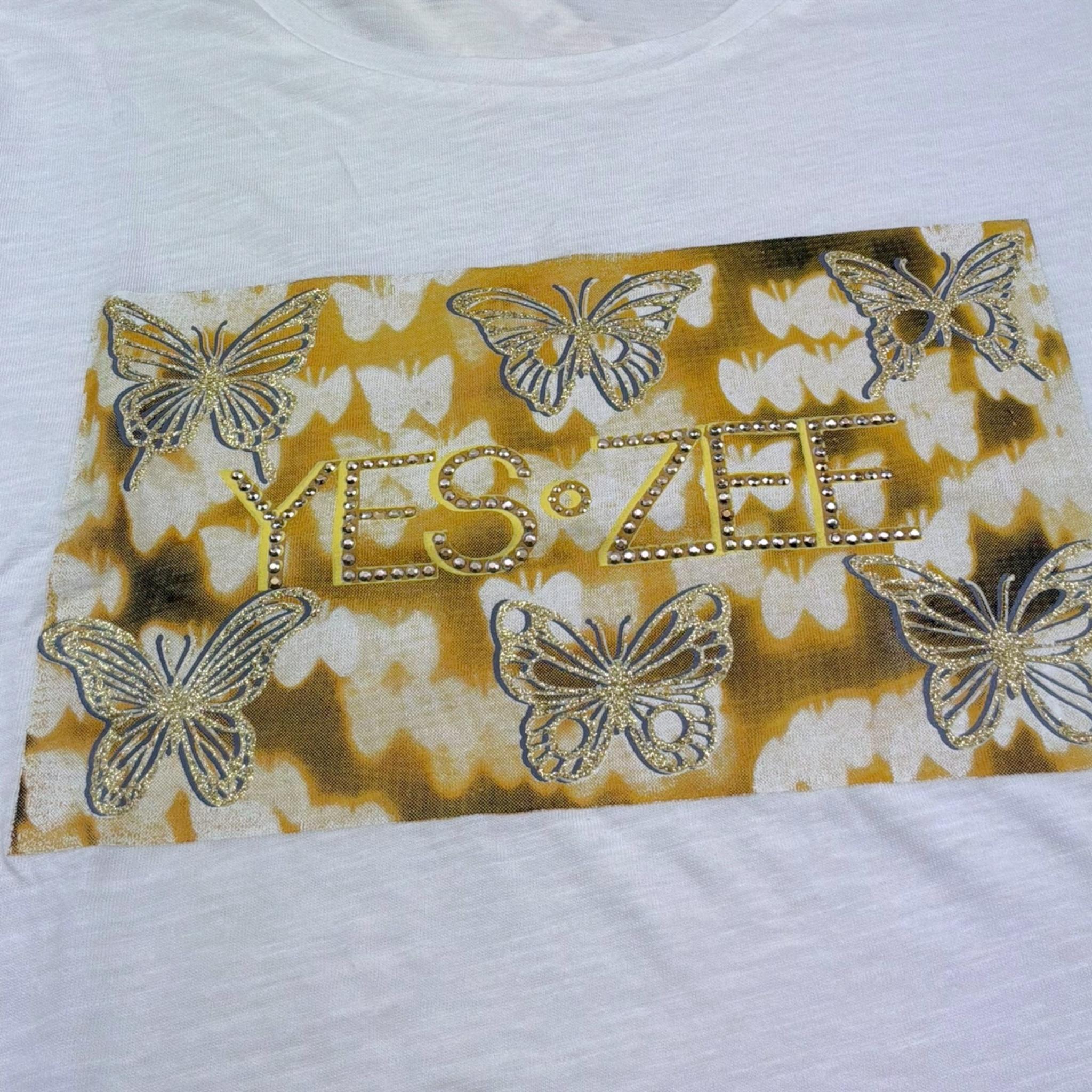 Yes Zee T-Shirt Tinta Unita Girocollo con Stampa per Bambina 3021 BIANCO YES ZEE 