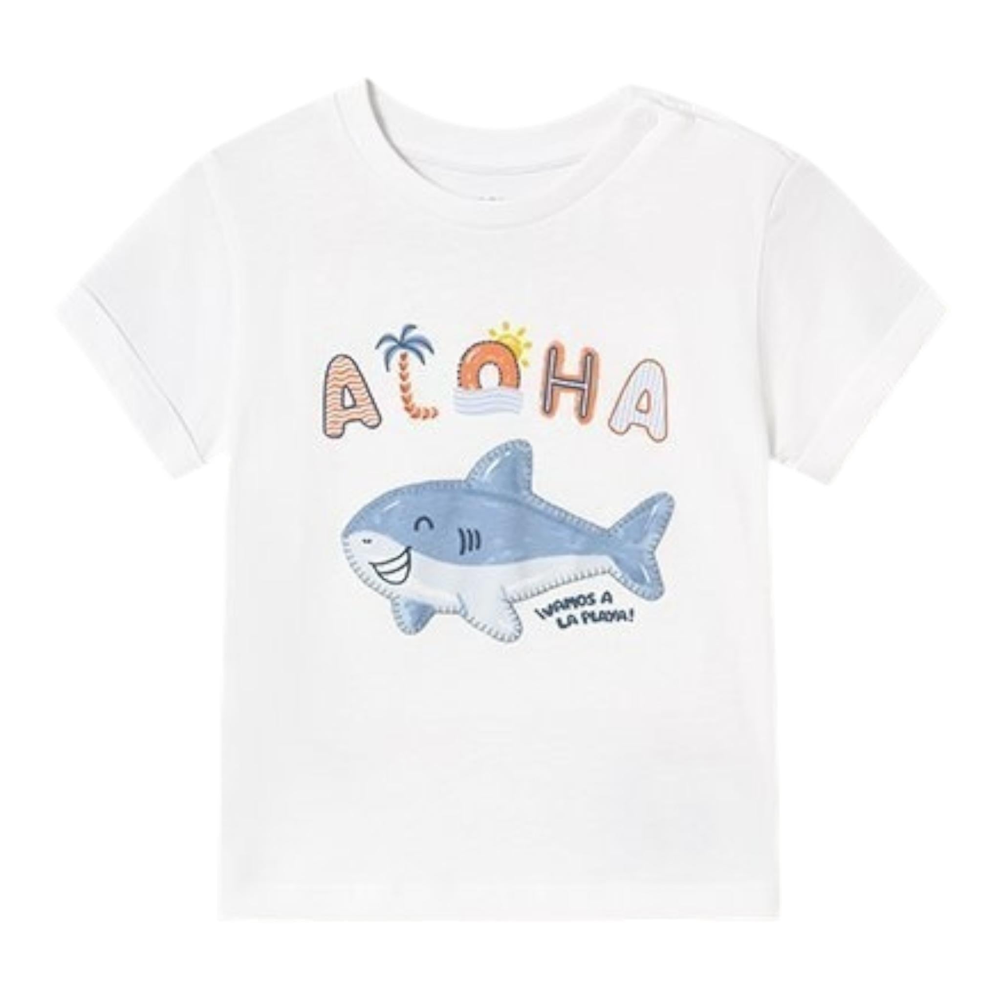 Mayoral T-Shirt Girocollo Tinta Unita con Stampa per Neonato 1066 BIANCO MAYORAL 