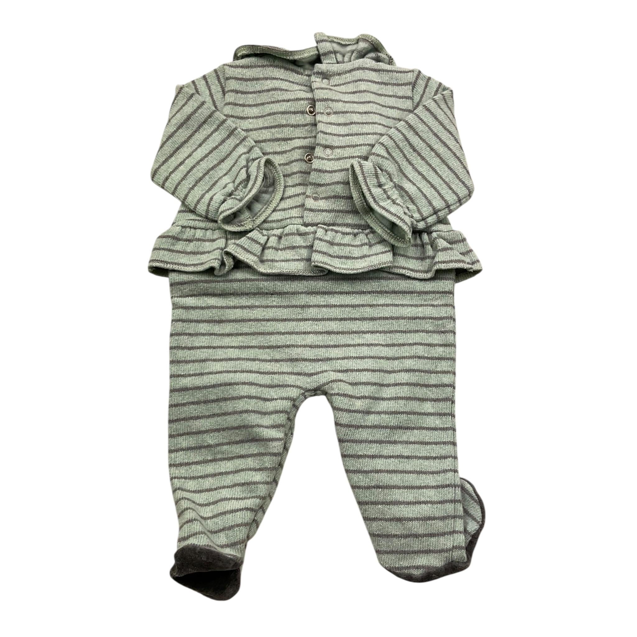 NANAN tutina manica lunga fantasia a righe Verde acqua per Neonata I2349801V VERDE ACQUA NANAN 