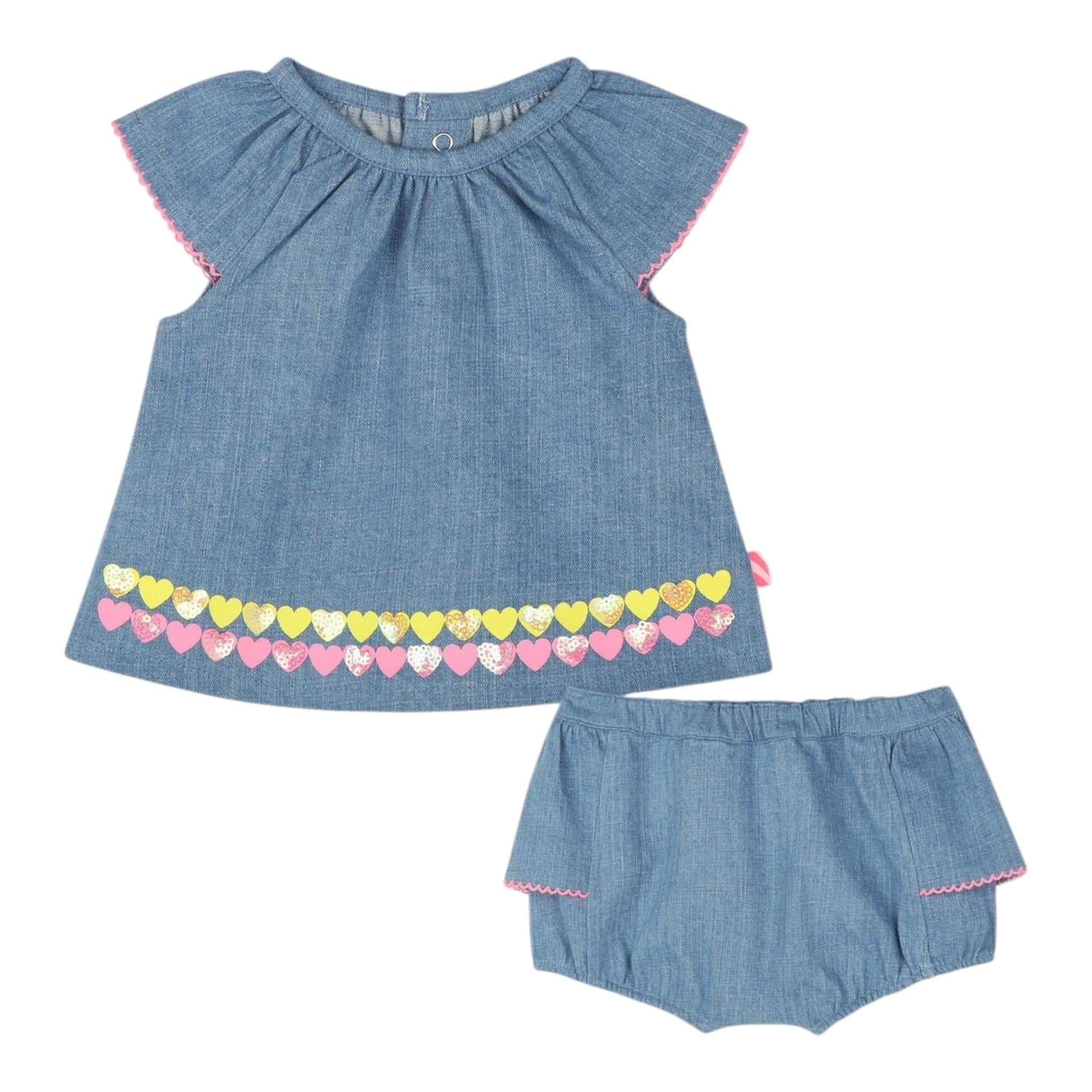 Billieblush Completo 2 Pezzi Camicia-Coulotte In Denim per Neonata U21013 BLU BillIEBLUSH 