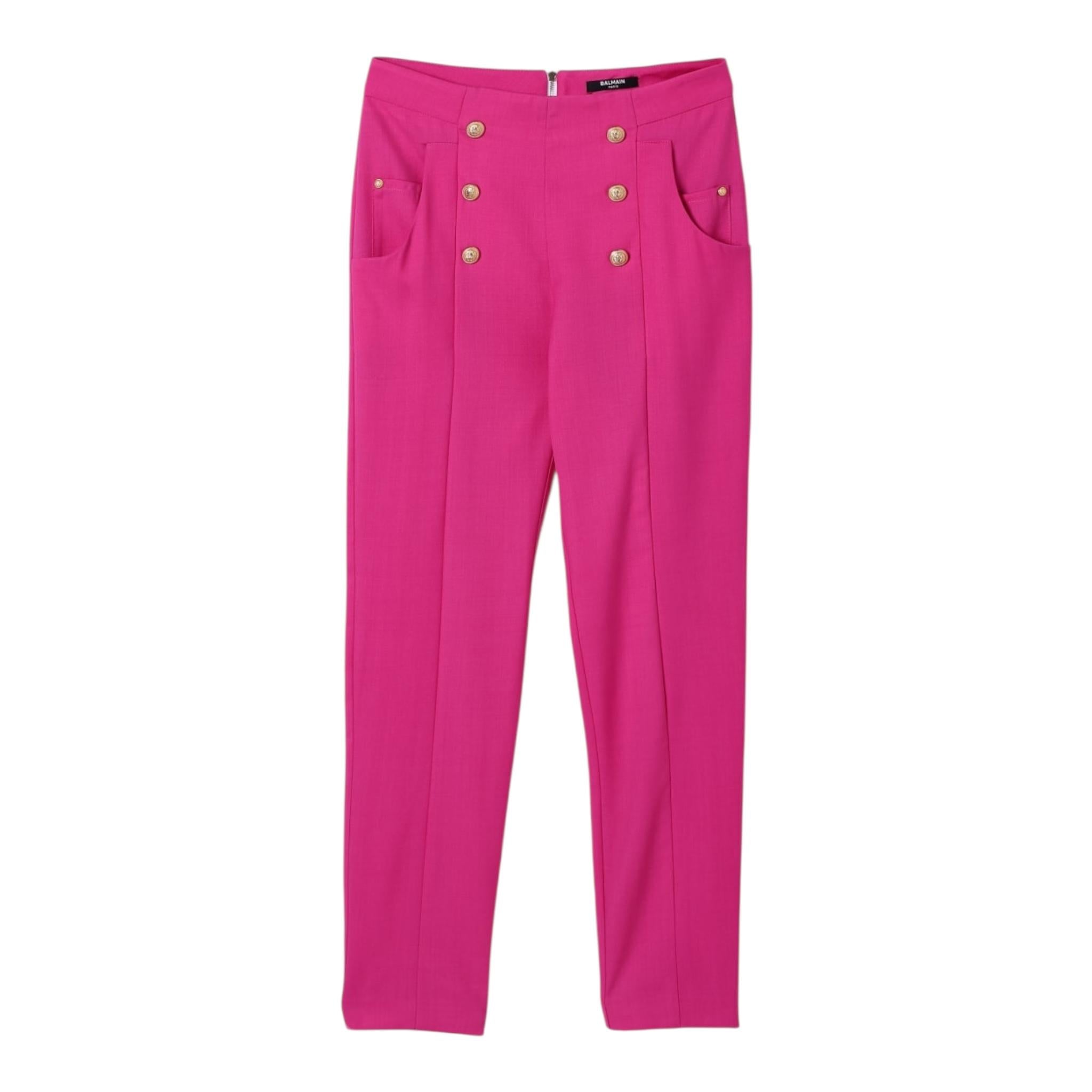 Balmain Pantalone Tinta Unita con Zip per Bambina BW6A40 FUXIA BALMAIN 