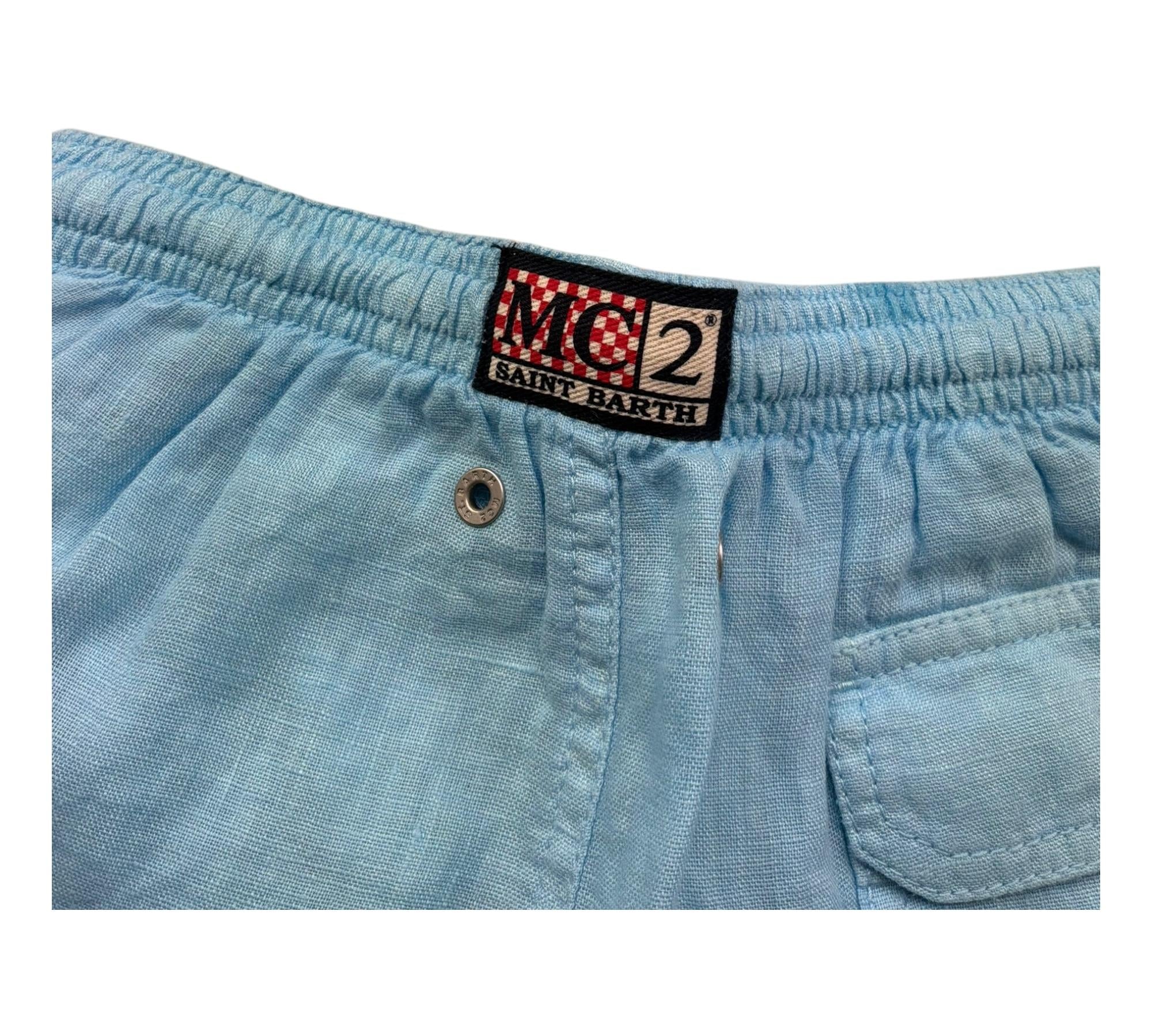 Saint Barth costume Tinta Unita con Elastico In Vita per Bambino JEAN AZZURRO SAINT BARTH 