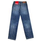 Diesel Jeans Tinta Unita Con Strappi E Girovita Regolabile Blu Per Bambino