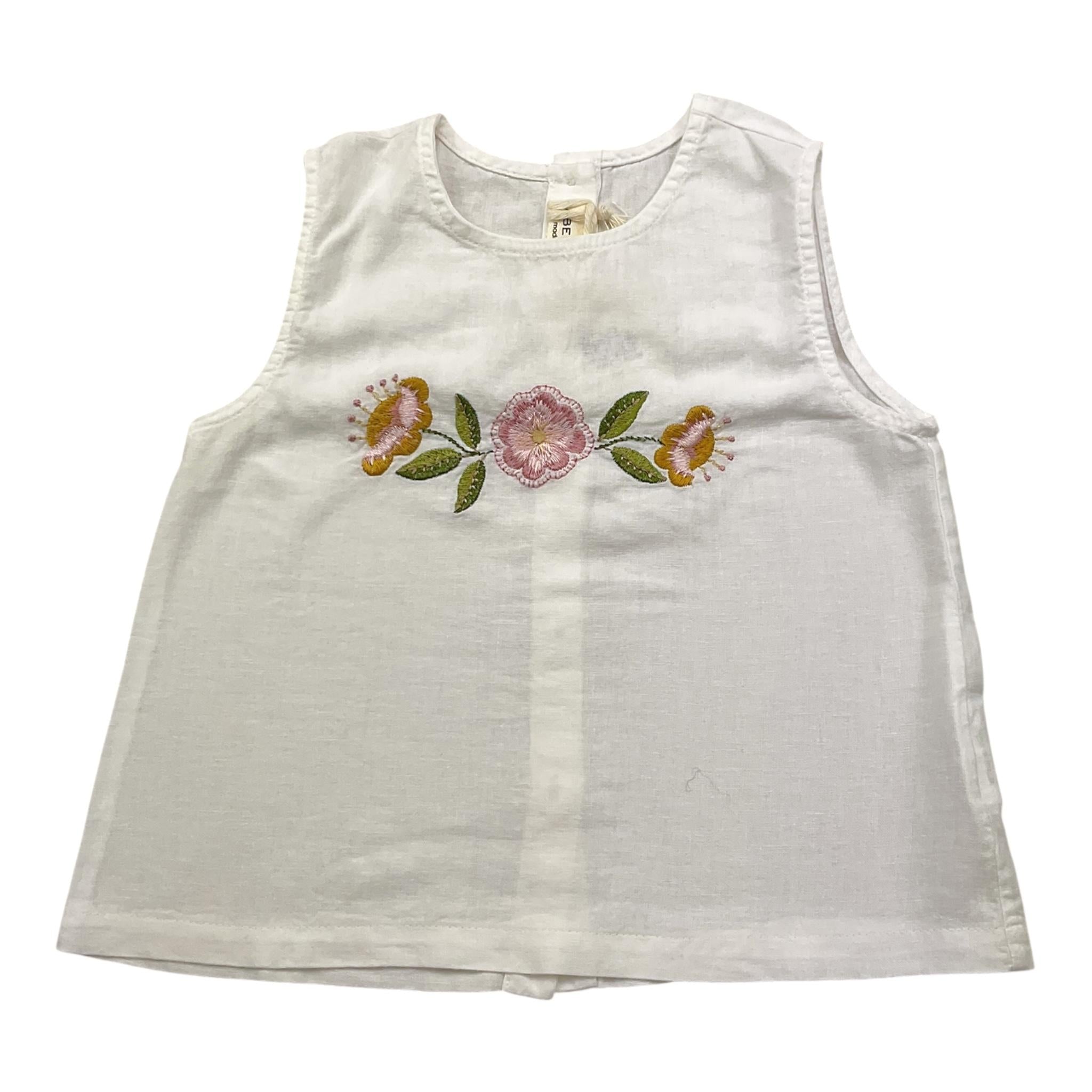 Babe & Tess Canotta Tinta Unita con Fantasia Fiori per Bambina 26518013 BIANCO BABE & TESS 